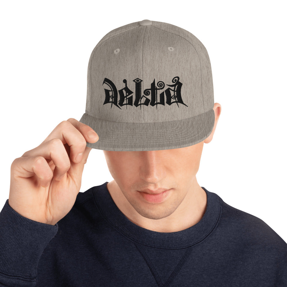 Delta Snapback Hat Black Logo
