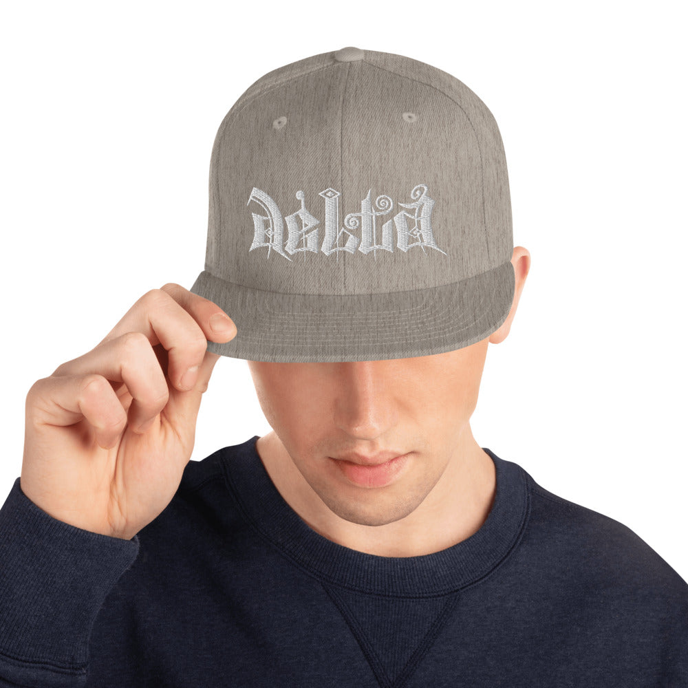 Delta Snapback Hat White Logo