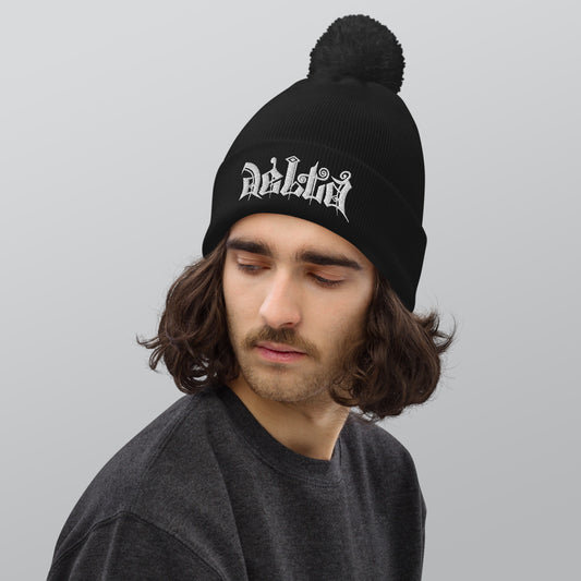 Delta Pom Pom Beanie white logo