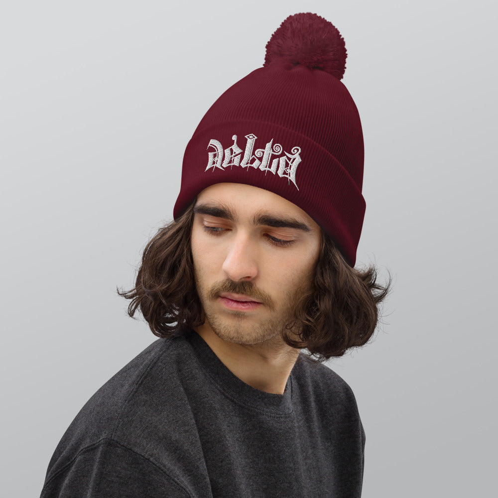 Delta Pom Pom Beanie white logo