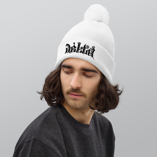 Delta Pom Pom Beanie black logo